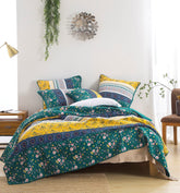 DaDa Bedding Bohemian Patchwork Bed of Wild Flowers Floral Gardenia Green Bedspread Set (JHW-886) by DaDa Bedding Collection